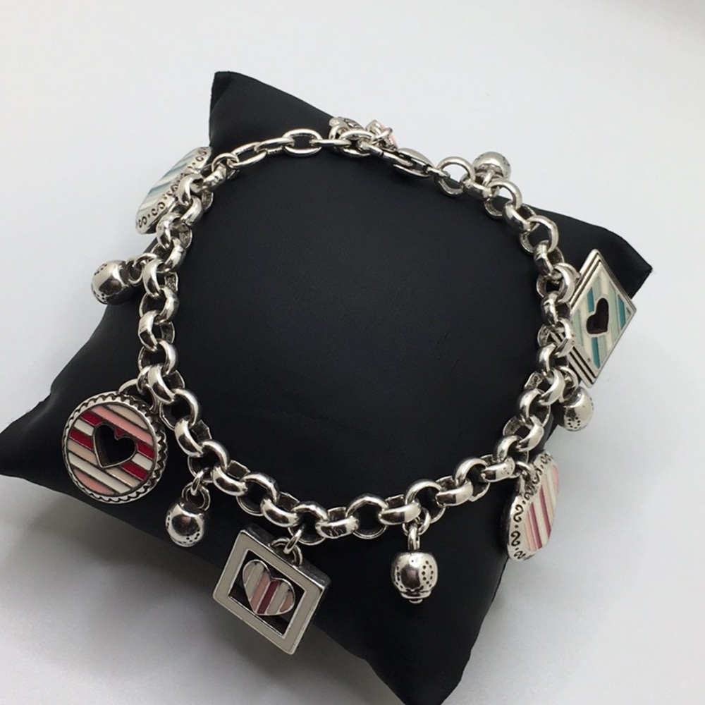 Brighton Retired Heart Charm Bracelet 8”